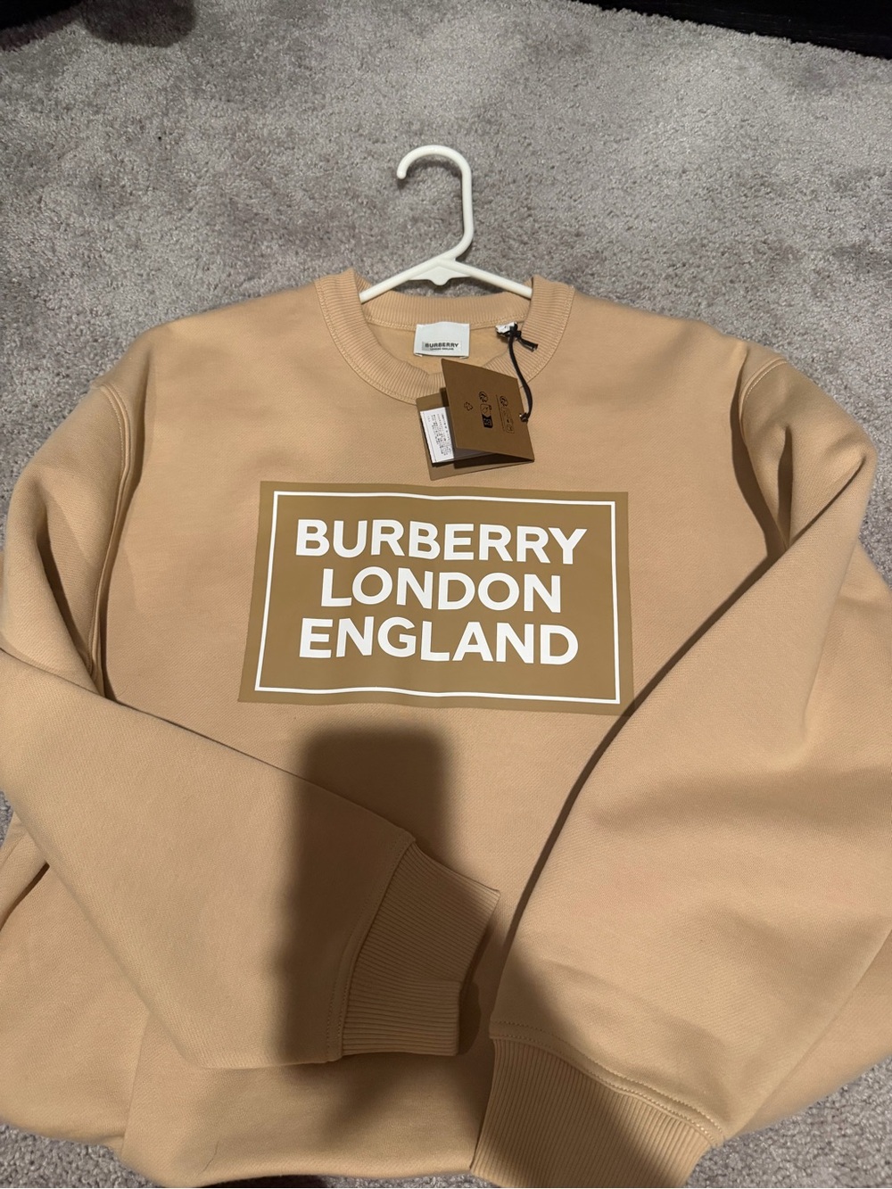 Burberry Beige Crewneck Sweatshirt with White Logo Box